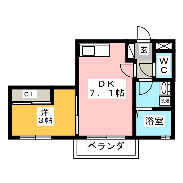 シャルム(1DK/2階)の間取り写真
