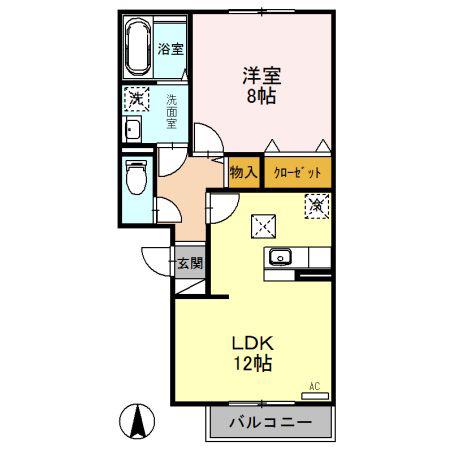 ルミエール(1LDK/1階)の間取り写真