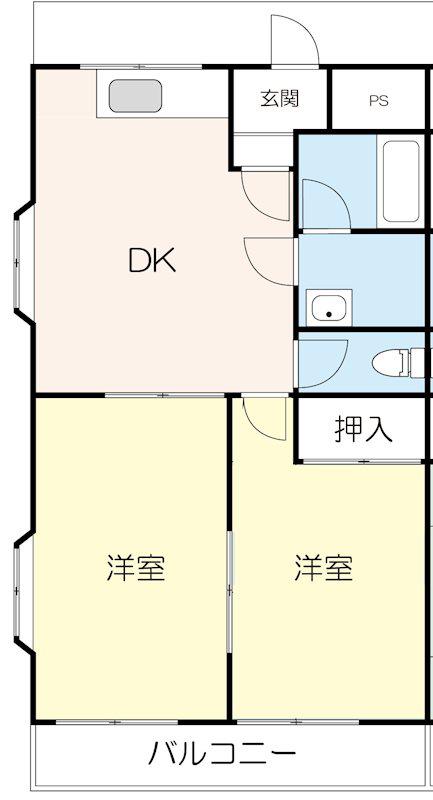 Fコート東千葉(2DK/2階)の間取り写真