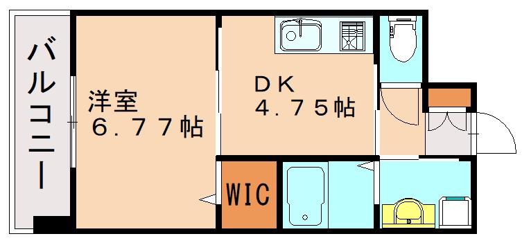 アースコートYSシティ東神原(1DK/9階)の間取り写真