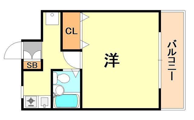 フルール名谷(1K/3階)の間取り写真