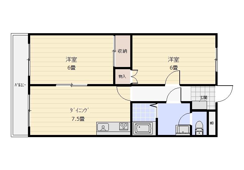 ビューラーCITY(2DK/2階)の間取り写真