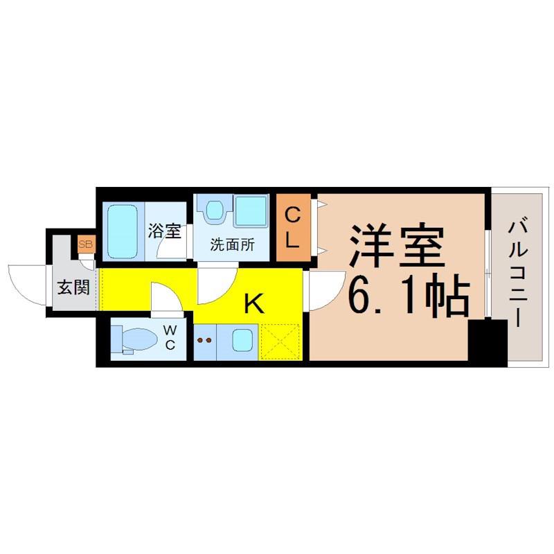 スカイホース(1K/9階)の間取り写真