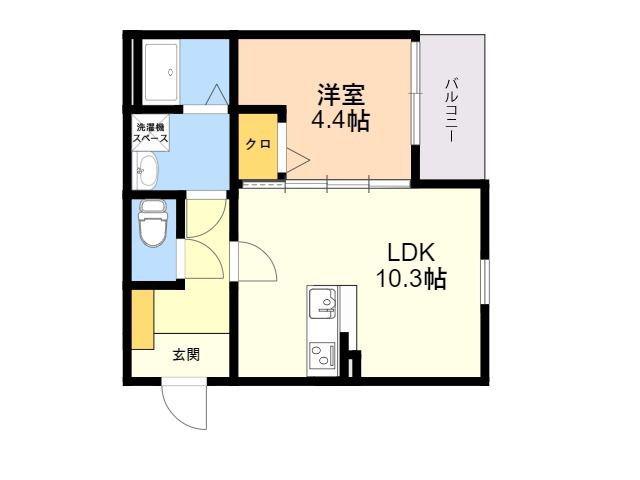 リタリッチ寺塚(1LDK/1階)の間取り写真