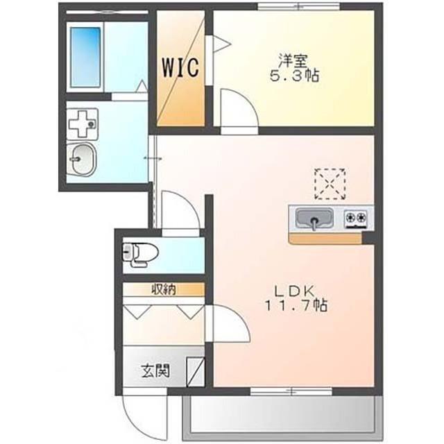 HERMANAV(1LDK/1階)の間取り写真