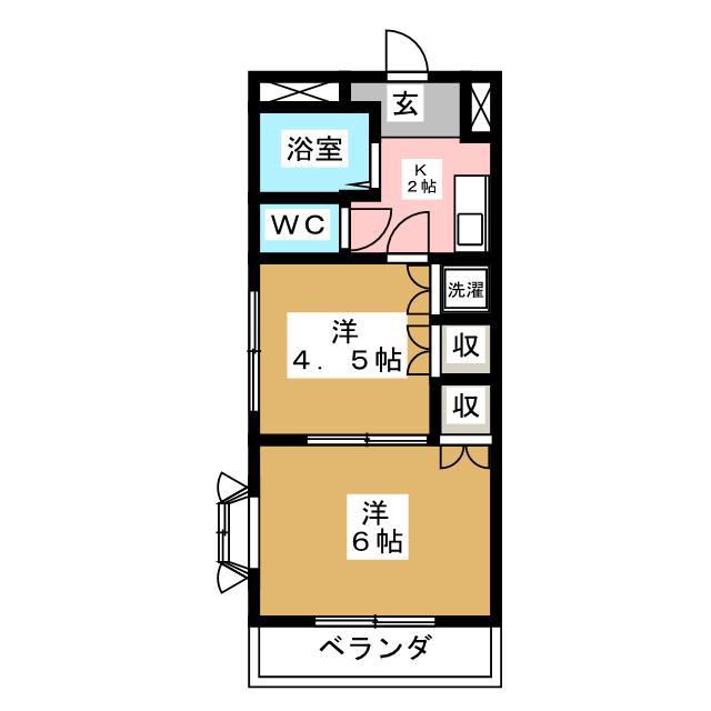 メリーハイツ(2K/3階)の間取り写真