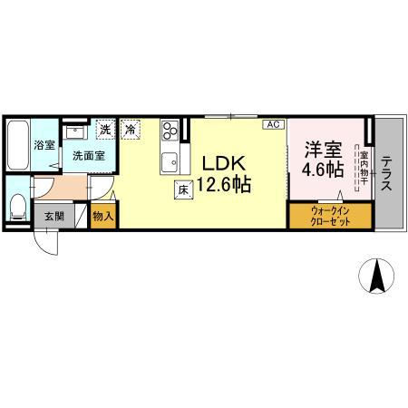ＪＲ東北本線 盛岡駅 徒歩26分 3階建 築2年(1LDK/1階)の間取り写真