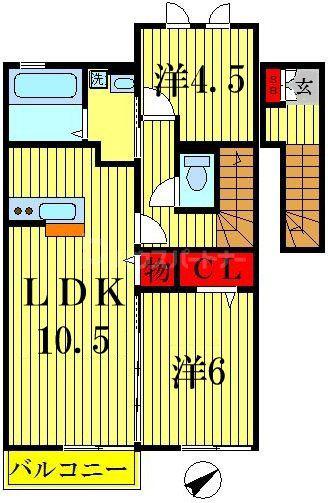 グランシャリオB(2LDK/2階)の間取り写真