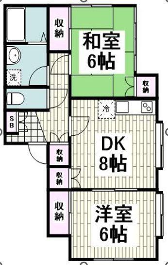 ボヌール(2LDK/1階)の間取り写真