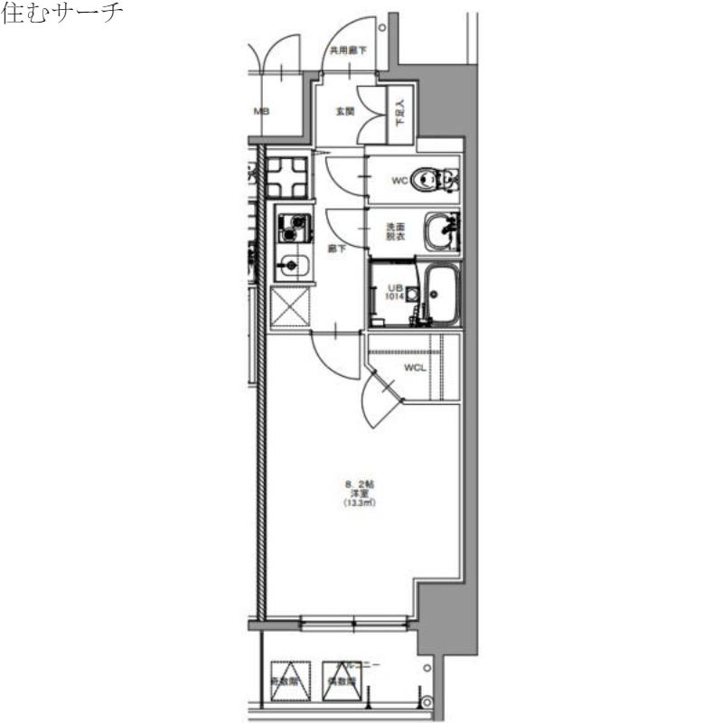 S-RESIDENCE四日市市堀木AMANTE(1K/4階)の間取り写真