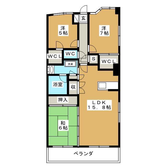センターフォート(3LDK/5階)の間取り写真