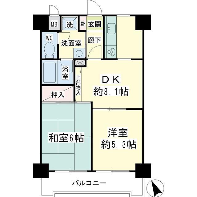 NICEアーバン鶴見中央II(1LDK/5階)の間取り写真