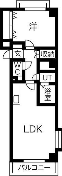 ワイズタワー徳川(1LDK/10階)の間取り写真
