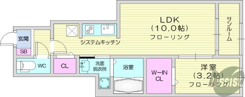 GRACE NATORI(1LDK/1階)の間取り写真