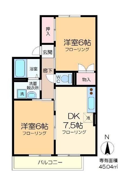 カネダイハウス3(2DK/1階)の間取り写真