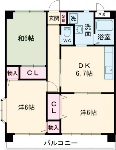 プレステージ多米(3DK/3階)の間取り写真