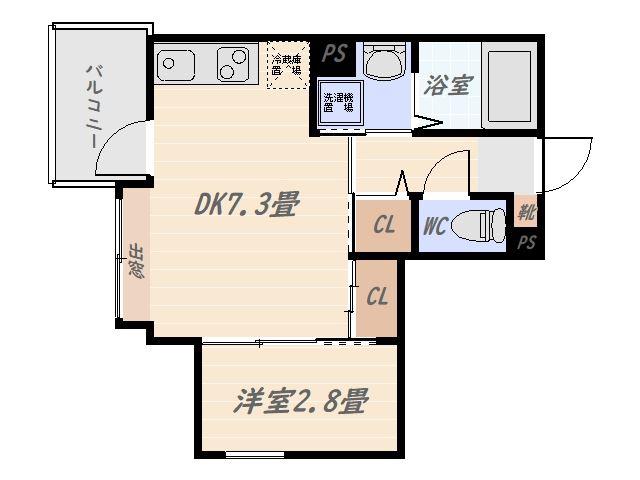 ガーデンクロス上之園(1DK/9階)の間取り写真