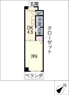 トレル朝倉(1DK/3階)の間取り写真