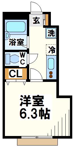 シュクラ菊野台(1K/1階)の間取り写真