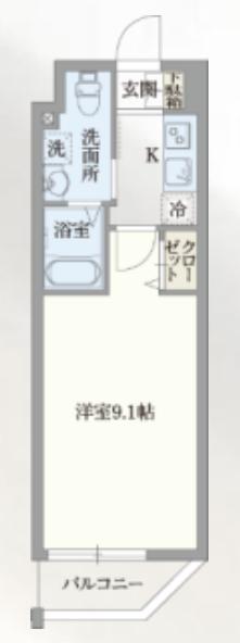 グランパセオ門前仲町(1K/1階)の間取り写真