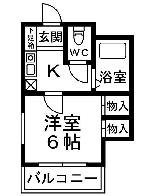 シャルマンフジ東岸和田弐番館(1K/2階)の間取り写真