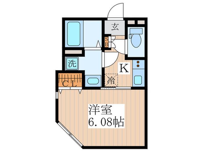 シャンテ国分寺(1K/2階)の間取り写真