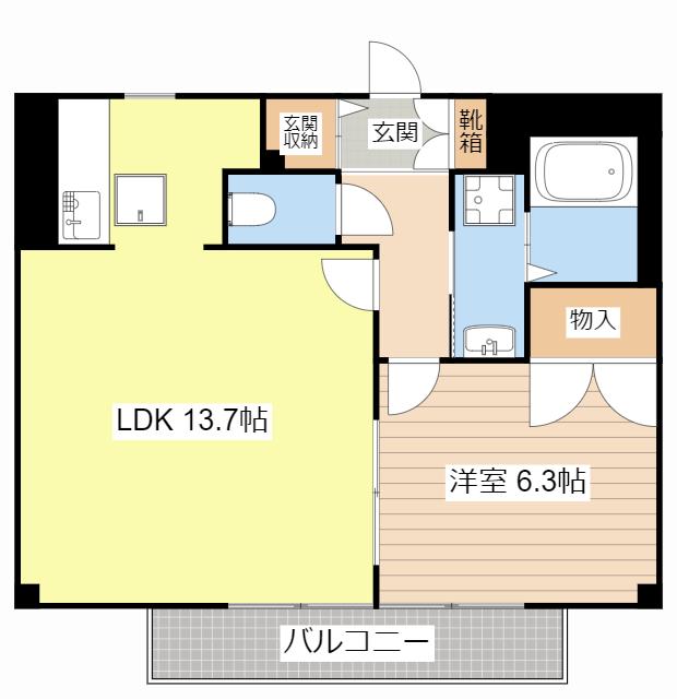 ハイツKSN(1LDK/1階)の間取り写真