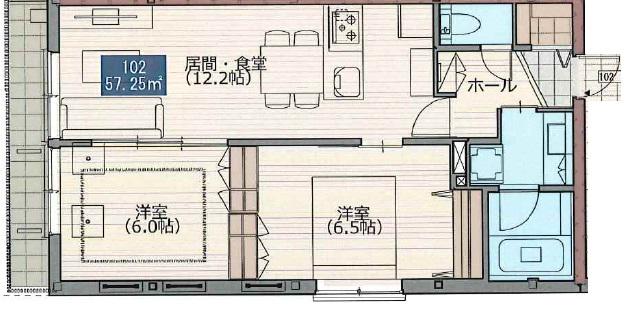 サングランデ(2LDK/1階)の間取り写真