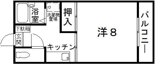 リディア城山(1K/2階)の間取り写真