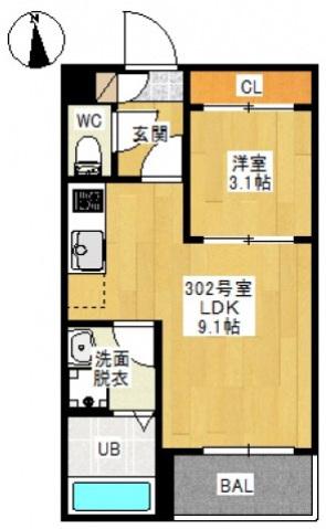 REGALEST 青江(1LDK/3階)の間取り写真