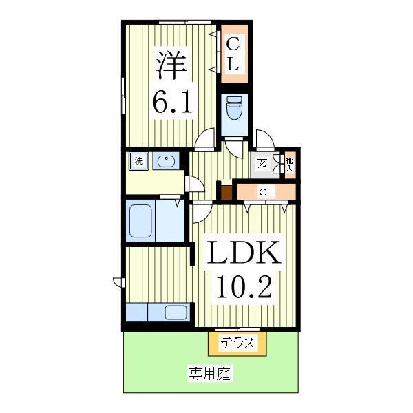 ソレアード(1LDK/1階)の間取り写真