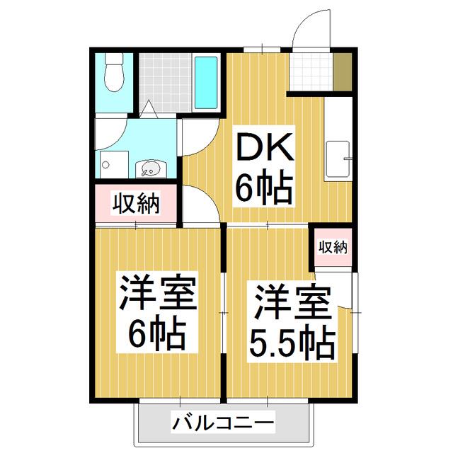イーストヒルズ(2DK/1階)の間取り写真