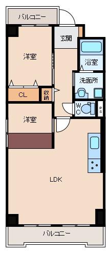 ホワイトハイデンス新大阪(2LDK/9階)の間取り写真