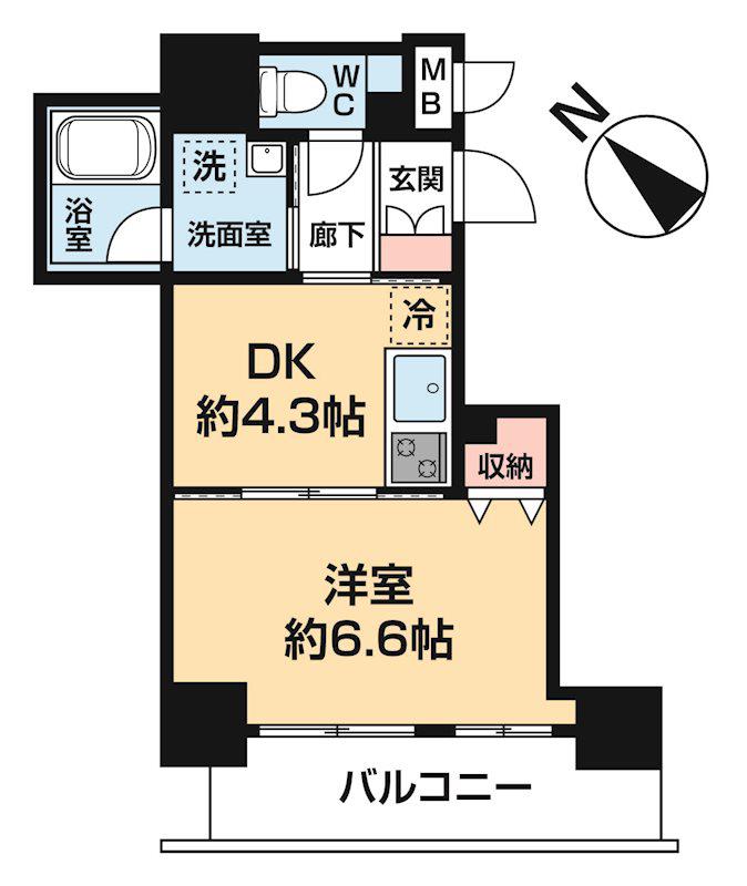 アート不動前(1DK/6階)の間取り写真