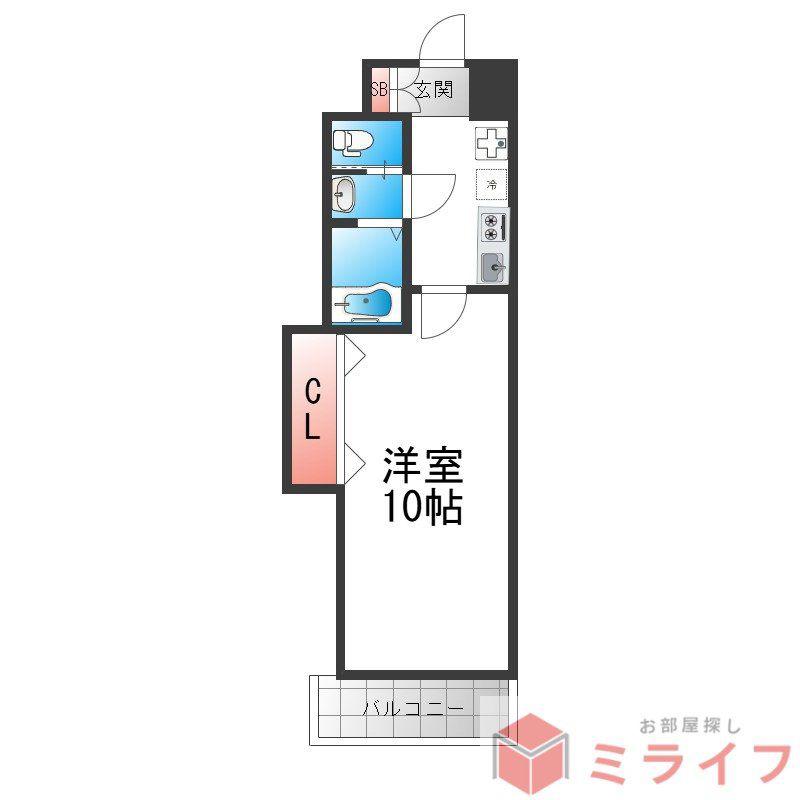 LUXE天王寺(1K/11階)の間取り写真