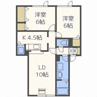 セジュールパレ(2LDK/2階)の間取り写真