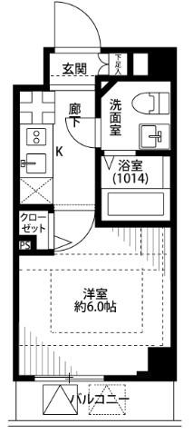 プレール・ドゥーク東京イースト(1K/2階)の間取り写真