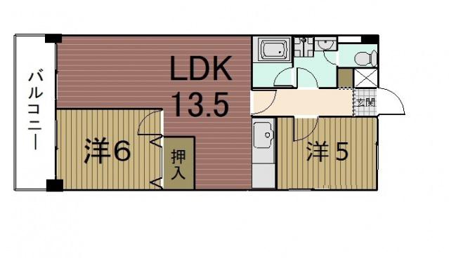 竹鼻ハイツ(2LDK/2階)の間取り写真