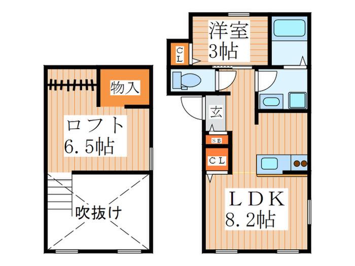 フェリーチェ(1LDK/2階)の間取り写真