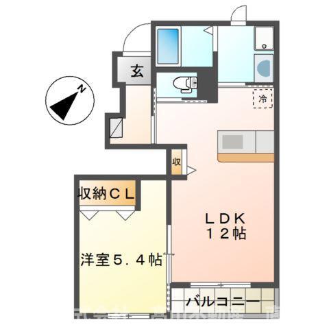 エルガーデン(1LDK/1階)の間取り写真