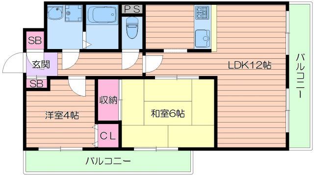 ぷりんすマンション(2LDK/9階)の間取り写真