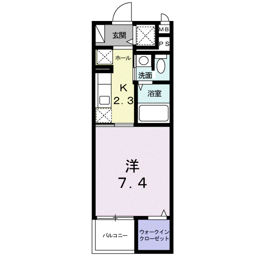 コンティネント(1K/4階)の間取り写真
