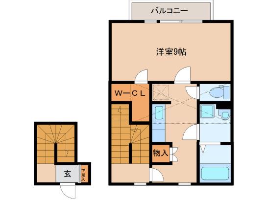 イデアル六丁の目(1K/2階)の間取り写真