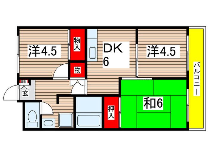 泉コープ西(3DK/5階)の間取り写真