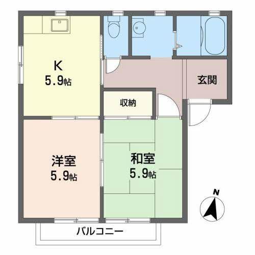 ファミーユ(2K/2階)の間取り写真