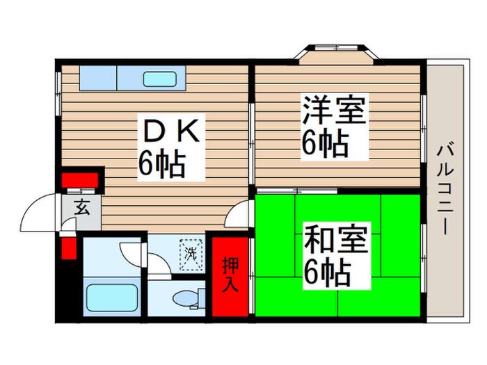 ルミネ星久喜(2DK/1階)の間取り写真