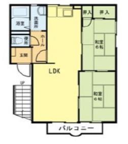 カーサ・ボヌール(2LDK/2階)の間取り写真
