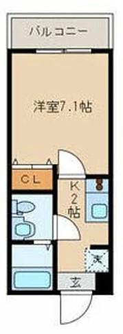 ロンデ西新宿(1K/2階)の間取り写真