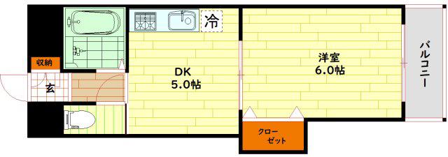 MSR京橋(1DK/6階)の間取り写真