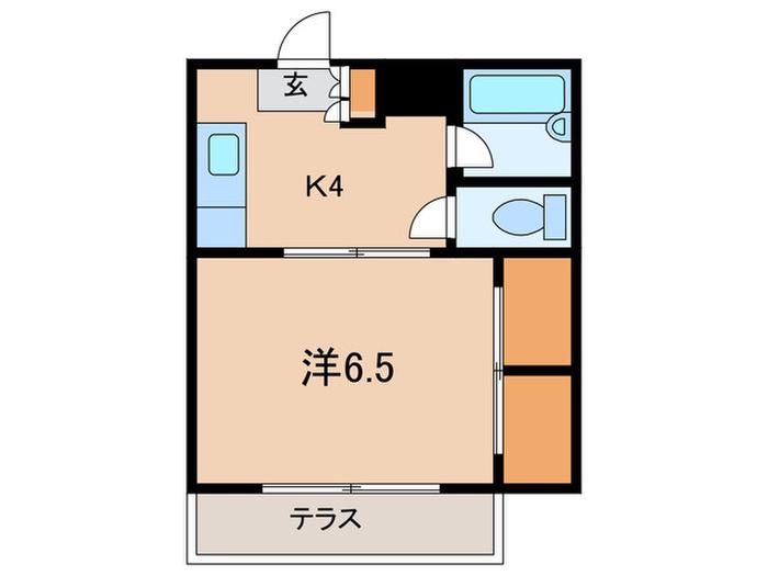 みなともハイツ旗の台(1K/1階)の間取り写真